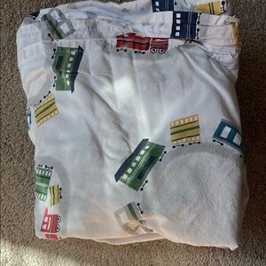 Pottery Barn Train Print Twin Sheet Set